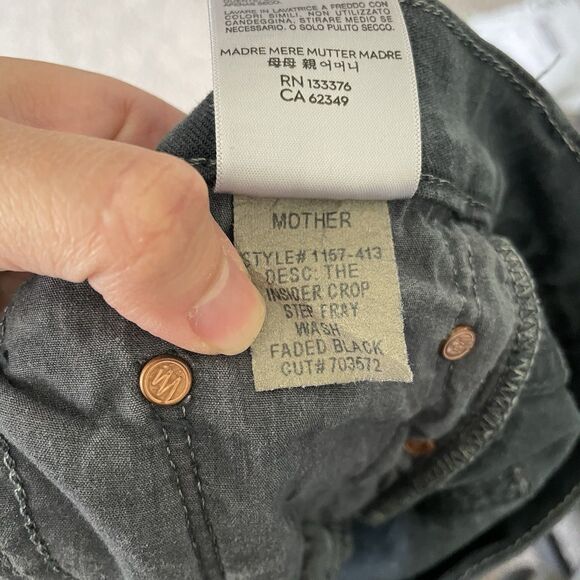 Mother Size 26 The Insider Crop Step Fray Jeans Faded Black 25” Inseam - Picture 8 of 10